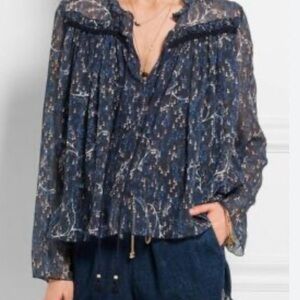 Figue Navy Blue Printed Top